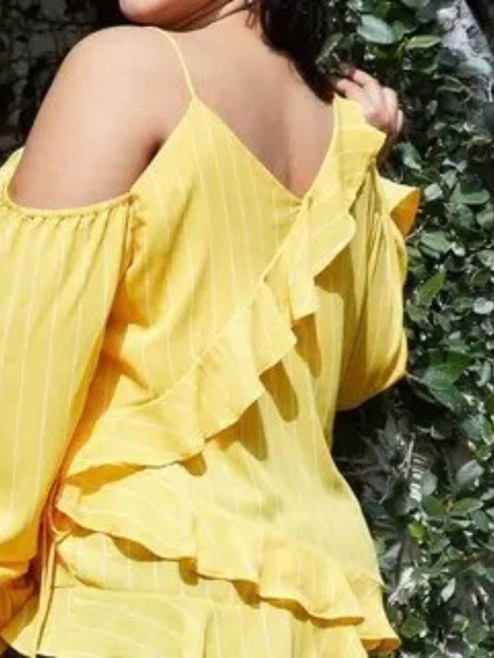 Asymmetrical Shoulder Ruffle Blouse - Picture 2 of 2